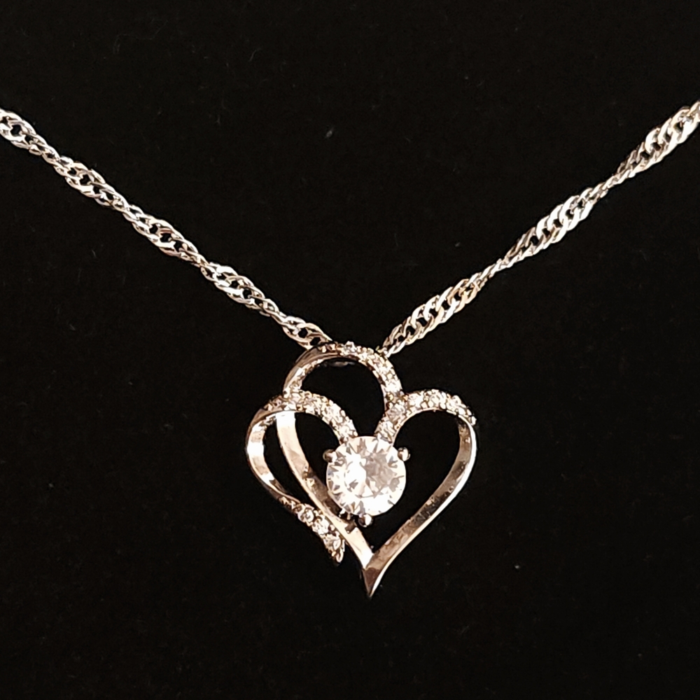 Sterling Silver Heart Shaped Pendant Necklace